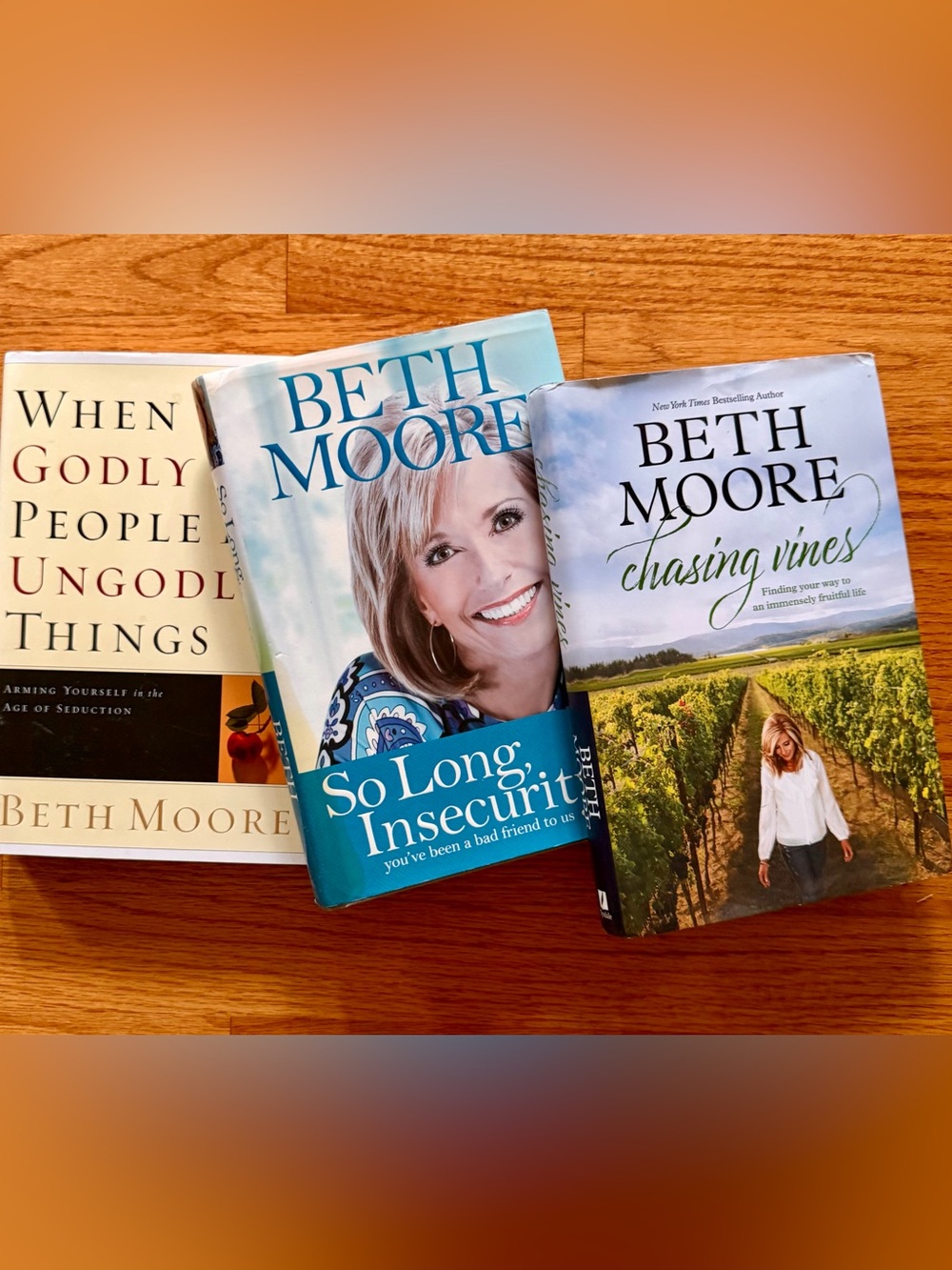 Beth Moore Lot of 3 Hardback Books: Insecurity - Chasing Vines - Ungodly Things